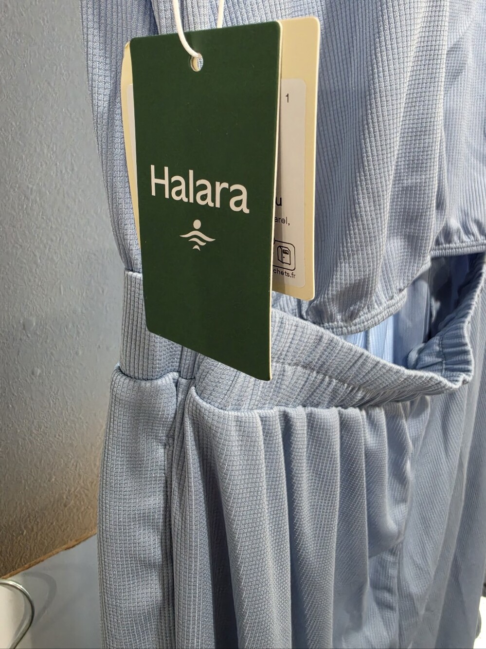 HALARA V Neck Short Sleeve Pocket Open Back Wide Leg Romper Size L Loungewear - Picture 6 of 8